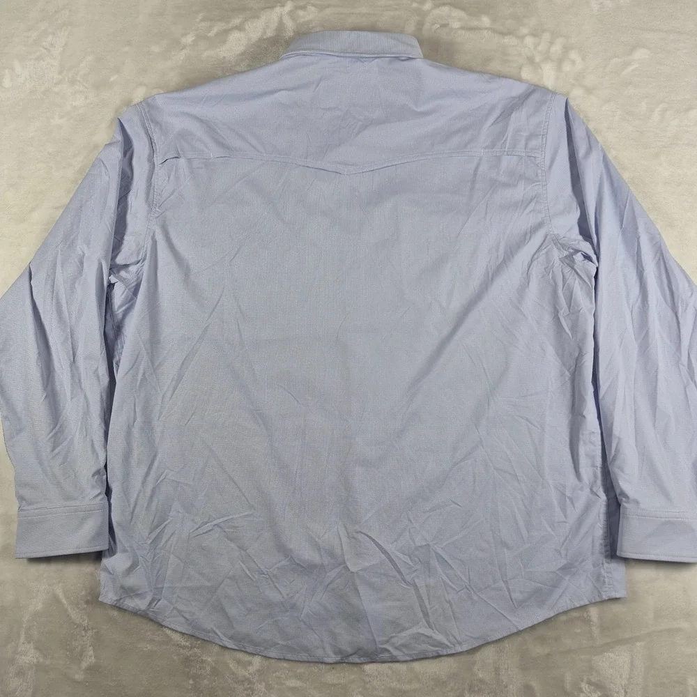 Poncho Long Sleeve Shirt Men's 2XL XXL Blue Check Pearl Snap Regular Fit Comfort - Picture 5 of 9